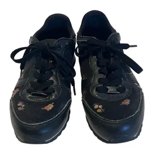 Coach Sneakers Women Black Glitter Floral Leather Suede‎ Low Top thumbnail 2