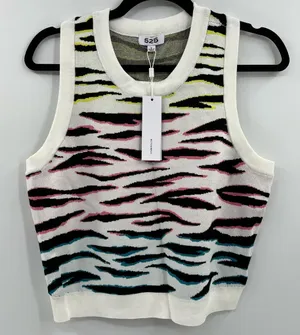 525 America Zebra Crop Sweater Vest Large NWT Y2K Colorful Knit Tank thumbnail 1