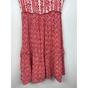 Sim & Sam Mini‎ Dress Womens XS Red Floral Ruffle Smocked Tiered Boho Babydoll thumbnail 2