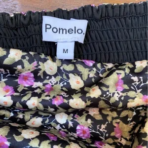 Pomelo Floral Puff Sleeve Mini Dress Black‎ Purple Square Neck Smocked Back M thumbnail 3