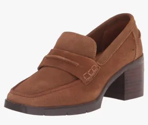 NYDJ Brown Suede Block Heel Penny Leather Loafers thumbnail 1