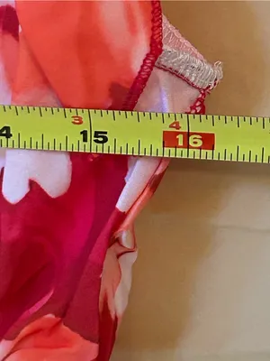 V-Neck Floral Maxi/midi Dress in Orange & Red, ruffled hem, size medium NWOT thumbnail 7