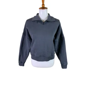 Outdoor Voices Charcoal Gray Quarter Zip Oversized Pullover Sweatshirt Small thumbnail 2