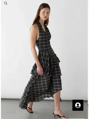 Oak+Fort plaid halter tiered dress. M/L thumbnail 3