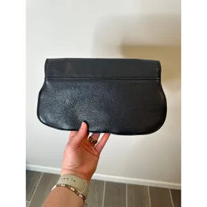 Tory Burch Black Leather Clutch‎ Gold Logo thumbnail 6