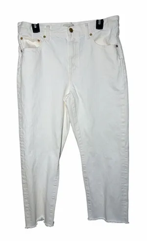 Tory Burch White Raw Hem Cropped Denim‎ Jeans Size 30 thumbnail 1