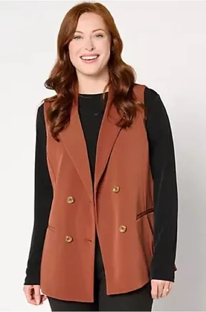 GRAVER Susan Graver Fusion‎ Regular Double Breasted Sleeveless Blazer XL thumbnail 1