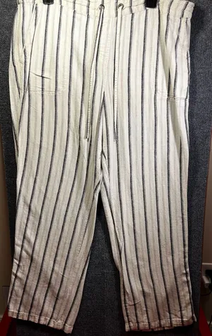 Per Se Women's Linen Blend Striped Pull-On Drawstring Trousers thumbnail 5