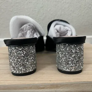 Chinese Laundry Black Glitter‎ Mara Satin Slip On Mules 6.5 thumbnail 5