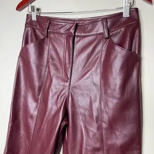 LBLC THE LABEL Jen Faux Leather Cropped Pants in Elderberry burgundy sz M thumbnail 4