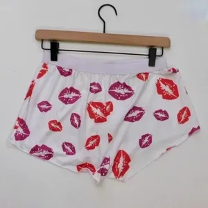 NEW!! HOT LIPS Lipstick Kiss Cropped‎ Loungewear Two Piece Set Top Shorts Medium thumbnail 8