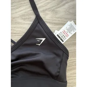 Women's Gymshark Black Sports Bra with White Logo Size S thumbnail 3