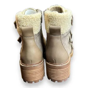 Vince Camuto Klerica Leather and Faux Fur Moto/Hiker Boot Taupe Size‎ 7M thumbnail 3