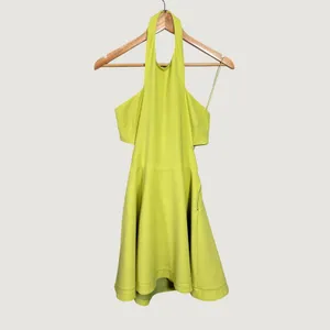 Elizabeth and James Womens Neon‎ Lime Green Halter Cutout Mini Dress Size 4 thumbnail 3