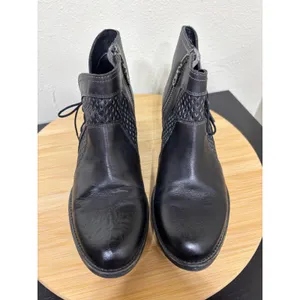 Roan by Bedstu Antonia Leather Ankle Boots 8 Black Lace Up Side Zip Block Heel‎ thumbnail 3