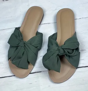 LOFT Women's Green Bow Style Sandals Sz 7 thumbnail 1