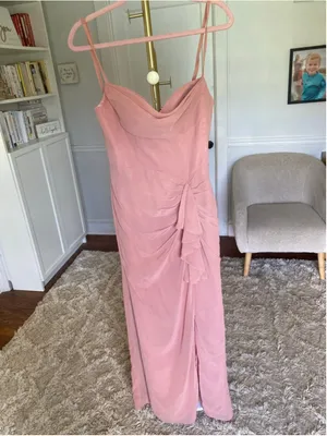 Azazie Kendall Kylie Maxi Dress Dusty Rose Formal Bridesmaid Satin Wedding Guest thumbnail 2