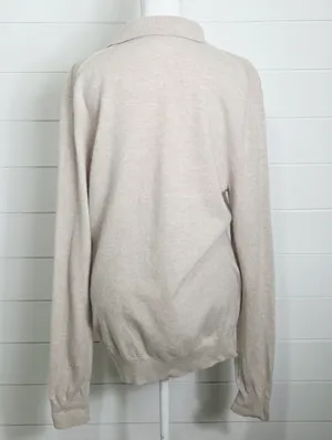 Reiss 100% Wool Cream V-Neck Collared Casual Sweater Size L thumbnail 2