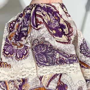 Band Of The Free New Paisley Lace V-Neck Balloon Sleeve Crop Top Size Small thumbnail 12