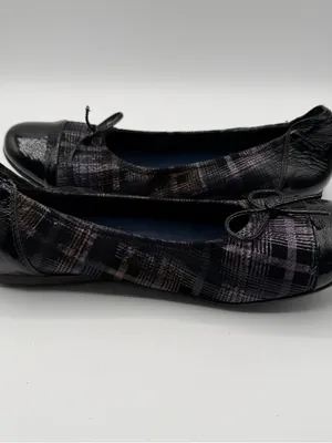 Sabrinas Plaid Ballet Flats Womens EU 38 Patent Cap Toe Bow Made Spain thumbnail 5