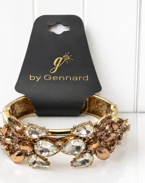 G by Gennaro Gold Tone Crystal Rhinestone Hinged Bangle Bracelet Statement thumbnail 1