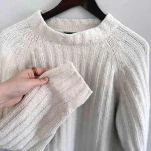 Alpine Design Women's‎ Cream Ribbed Chenille Mock Neck Raglan Sweater Size Med thumbnail 3