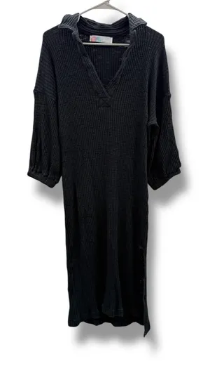 Free People Pacific Dress‎ Women's Large Black Gauze Midi Casual Relaxed Boho thumbnail 1
