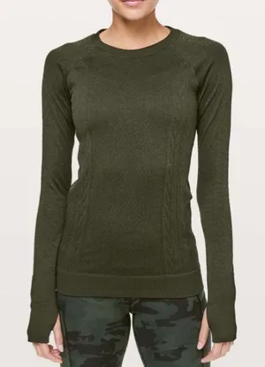 Lululemon Rest Less Pullover Green‎ Long Sleeve Crewneck Workout Top seamless thumbnail 1