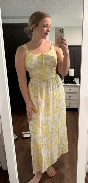 TJ Maxx Yellow floral linen dress thumbnail 2