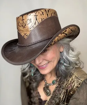 Leather Cowboy Brown Western Hat XXL Falcon Two Tone American Hat Makers thumbnail 1