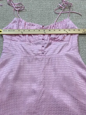 Astr Pink Tie-Shoulder Mini Dress with Ruched Bodice Size M 100% Viscose thumbnail 11