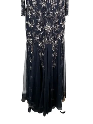 Adrianna Papell Long Sleeve Beaded Sequin Maxi Gown Size 12 thumbnail 7