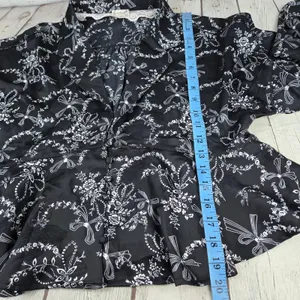 Intimately Free People Black Floral Beauty Sleep Peplum Blouse Medium thumbnail 8