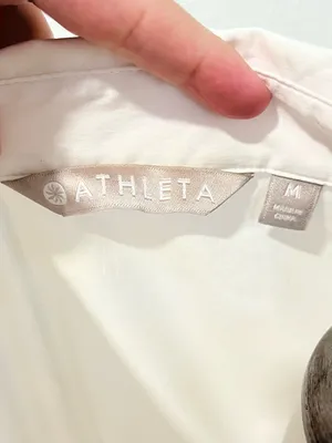 Athleta White Short Sleeve Button Up Shirt Size Medium thumbnail 3
