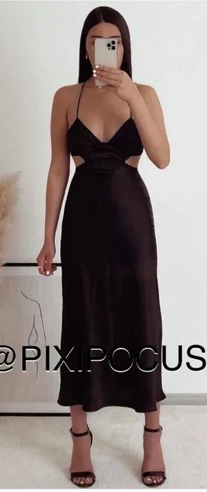 Zara Black Backless Strappy Satin Midi Dress thumbnail 1