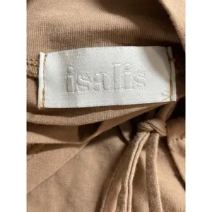 Isalis Womens Brown Tan Cutout Ruched Tie Keyhole Knot Mock Neck Crop Top Size M thumbnail 5