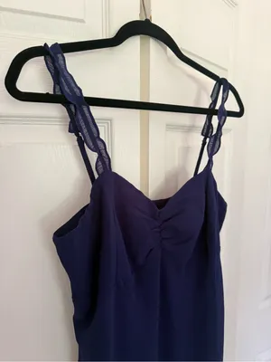 NWT Urban Outfitters Johnson Ruffle Mini Dress Navy Blue Chiffon Size XL thumbnail 4