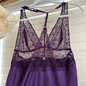 Purple Satin Lace Babydoll Slip Nightgown Fairy Grunge Coquette Y2K Small thumbnail 3