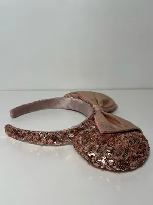 Tokyo Disney Resort Minnie Mouse Rose Gold Sequin Bow Headband Ears thumbnail 7