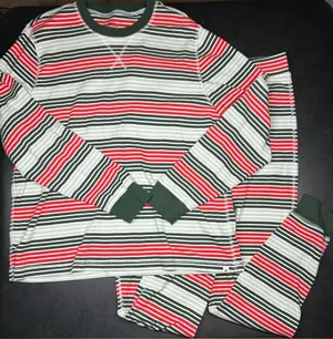 Pact Unisex Size XL Flurry Stripe One For All Holiday Pajama Set thumbnail 1
