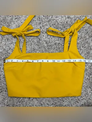 Tiger Mist Kinsley Crop Top Medium M Yellow Gold Square Neck Tie Bow Sleeveless thumbnail 8