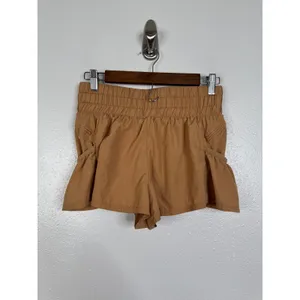 FP Movement Get Your Flirt On Shorts Tan High Waist Smocked Athletic Running XS thumbnail 2