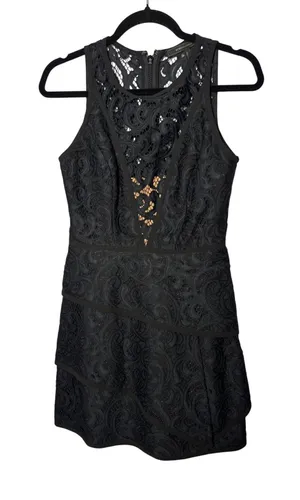 BCBGMAXAZRIA Dress‎ 2 Black Lace Tiered Sleeveless Hanah Cocktail Gothic Chic thumbnail 1