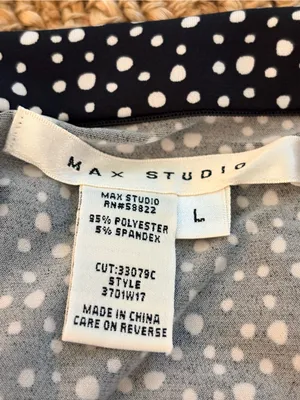 Max Studio Black Polka Dot Midi Skirt Large thumbnail 3