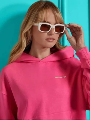 G/Fore Girl Golfer Sweatshirt Knockout Pink French Terry Hoodie Womens Size L thumbnail 1