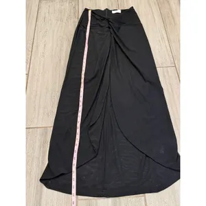 MESHKI Sheer Tulip Maxi Skirt Black Draped Mesh High Low Elegant Womens Medium thumbnail 6