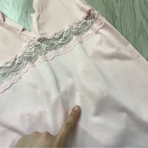 Lace Babydoll Tank Top open tie back womens Pink (small) festival lingerie sexy thumbnail 4