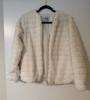 Katydid Cream Faux Fur Open-Front Jacket thumbnail 1