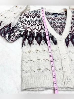 Steve Madden - Irisa Fair Isle Cable Knit Cardigan Size XS thumbnail 9