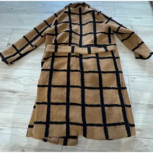 Lavish Lice Camel Oversized Check Boyfriend Windowpane Teddy Coat US 8 UK 12 thumbnail 4